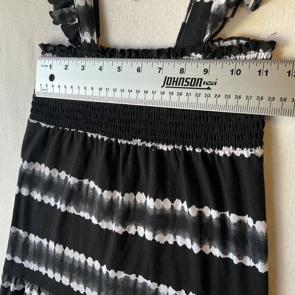 Wonder Nation Girls Maxi Dress M (7-8) Black Striped A-Line Ruffle Sleeveless - Picture 2 of 7